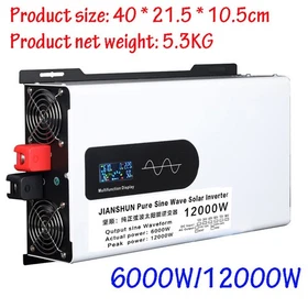 5000W 8000W 12000W 12V 24V 48V 72V to 110V/220V Pure Sine Wave Power Inverter US