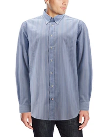 Men's Cotton Long Sleeve Button Down Collar Pattern Classic Dress Shirt Slim Fit