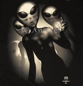 ALIEN VISITORS-Liquid Blue Roswell UFO 2 sided Glow Lng Sleeve T Shirt L XL only