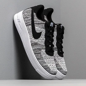 Nike Air Force 1 Flyknit 2.0 Black Pure Platinum Sneakers AV3042-001 Mens Size
