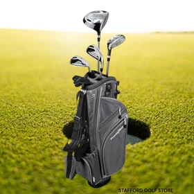 PowerBilt Junior Silver 8-Piece Boys Complete Golf Club Set RH/LH Ages 9-12 Year