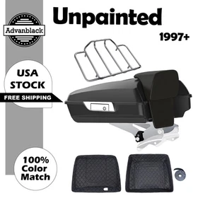 Advanblack Unpainted Razor Rear Tour Trunk Pack Top Box Fits Harley Touring 97+