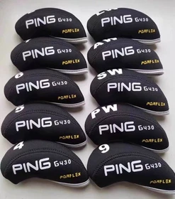 10Pcs Ping Iron Head Cover Golf Club Covers Case Neoprene 4-9-ASPL/W