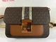 MICHAEL KORS SLOAN EDITOR BROWN MK MEDIUM FLAP CENTER STRIPE MESSENGER BAG
