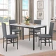 5-Piece Marble Top Dining Set for 4 with Velvet Chairs - Small Space Friendly