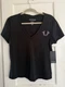 NWT $62 True Religion Jeans Knit Top T-Shirt Logo World Tour Embellished M Black