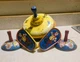 Vintage 5-Piece Tin Litho Toy Lot - 1950s Humming Top, Clown Rattles & Spinner