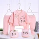 5-Piece Newborn Baby Outfit Set Unisex Cotton Clothes Top Pants Hat Bib