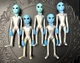 RARE Set of 5 Blue Face Aliens Silver Suited Roswell Area 51 Alien Collectibles