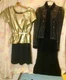 NR1 NED GOULD 5-PIECE DRESS SKIRT TOP BELT & BLOUSE SET BLACK GOLD SIZE 6
