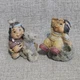 Native American Children Figurines Resin Wolf 2" Lot Of 2