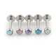 16G 5/16'' Steel Internally Threaded Labret Fit Flat Synthetic OPAL Top Lip Ring