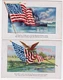 2 Lot Patriotic Series 252 Vintage Postcards American Flag Battleship