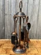 Vintage Table Top 5 Piece Copper Companion Fireplace Tool Set
