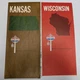 x2 LOT c1960s Kansas Wisconsin Standard Oil Road Maps Vintage American Oil 4K
