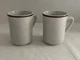 2 Lot Inter American Poland Stoneware Mugs Cup Coffee Ivory Brown Stripe Speckle