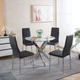 5-Piece Dining Set, Glass Top Dining Table w/Metal Legs for 4-6 People