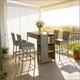 5-Piece Patio Bar Set, Wicker High Top Table w/ Chairs & Storage, Gray