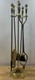 Vintage Antique Brass Fireplace Tool Set 5 Piece Sutton Style Ball Top 32"