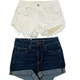 American Eagle Hi Rise Festival Shortie Shorts Woman Sz 2 Lot/2 White Blue Beach