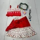 Red Pink 5 Piece Moana Costume Skirt Tank Top Outfit Set Girl's Size 6T NEW