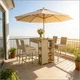 Outdoor Bar Set 5-Piece Wicker High Top Table Chairs Acacia Wood