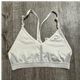 Nike Dri-FIT Sports Bra White Gray Medium Support Adjustable Racerback Size S 