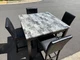 5-Piece Counter Height Dining Set&ndash;Faux Marble Top Table&4 Tufted Black Bar Chair