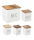 5 Piece Kitchen Canisters with Wooden Top Set, White