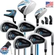Izzo EZ2 14 Piece Mens Right Hand Golf Club Set Black Blue Regular Flex