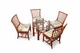 Vintage Glass Top Dining Table with Bamboo Rattan Chairs &ndash; 5-Piece Set