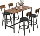Stylish 5-Piece High Top Dining Set for 4, Space-Saving Brown & Black Design