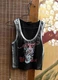 Y2K Ed Hardy Ed NYC Skull Tour Vest Top Cropped Size M Washed Black