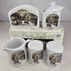 Currier & Ives 5 Piece Porcelain Table Top Set  Homestead Winter Creamer Sugar