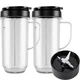 5-piece Bullet Blender Cups, Tall 22oz Cup with Flip-Top To-Go Lid, Cross Bla...
