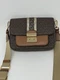 MICHAEL KORS SLOAN EDITOR BROWN MK MEDIUM FLAP CENTER STRIPE MESSENGER BAG